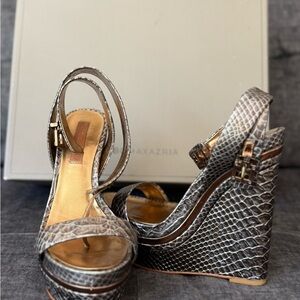 BCBGMaxAzria Metallic Snakeskin Wedges